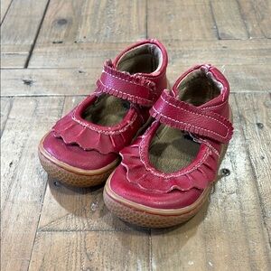 Livie & luca scarlet red ruched leather Mary Jane shoes